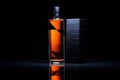 Bottle of Very Special brandy or Cognac on fire background