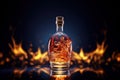 Bottle of Very Special Cognac on fire background Royalty Free Stock Photo