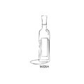 Bottle vodka in hand drawn style. Restaurant illustration for celebration design. Retro sketch. Line art. Design element. Beverage