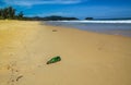 Washed up bottle on beach