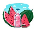 bottle water on the background of fresh watermelon Royalty Free Stock Photo