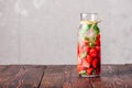 Water Flavored with Strawberry and Basil. Royalty Free Stock Photo