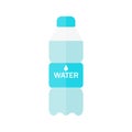 Bottle of water icon in flat style isolated on blue background. Vector illustration.