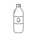 Bottle of water or oil. Linear icon of plastic container for liquid with lid. Black simple illustration. Contour isolated vector Royalty Free Stock Photo