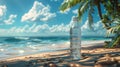 Bottle of Water on Sandy Beach Royalty Free Stock Photo
