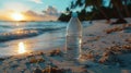 Bottle of Water on Sandy Beach Royalty Free Stock Photo