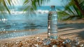 Bottle of Water on Sandy Beach Royalty Free Stock Photo