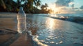 Bottle of Water on Sandy Beach Royalty Free Stock Photo