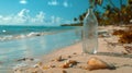 Bottle of Water on Sandy Beach Royalty Free Stock Photo