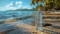 Bottle of Water on Sandy Beach Royalty Free Stock Photo