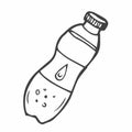 Bottle of water. Single plastic container with liquid. Isolated element. Doodle