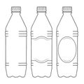 Bottle of Water sketch. Simple line drawing. Plastic waste, Fresh Soda or Drink Water, Bottle for liquid. Vector