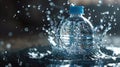 A bottle of water is splashed into the water