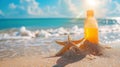 Bottle of Water and Starfish on a Beach Royalty Free Stock Photo