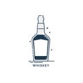 Bottle whiskey line art in flat style. Restaurant alcoholic illustration for celebration design. Design contour element. Beverage Royalty Free Stock Photo