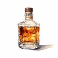 Hyper-realistic Watercolor Whiskey Bottle Illustration