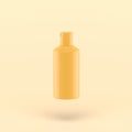 3d simple shower bottle on pastel yellow background for soap shampoo cosmetics. Minimal concept.