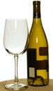 Bottle of white chardonnay wine and glass Royalty Free Stock Photo