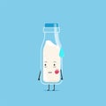 A bottle of white milk character got a slap on the face isolated on cyan background. a bottle of white milk character emoticon Royalty Free Stock Photo