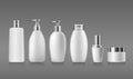 Bottle white products with silver cap, collection mock up template design on gray background Royalty Free Stock Photo