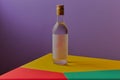 Bottle of white wine on colourful background. Royalty Free Stock Photo