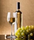 A bottle of white wine, glass Royalty Free Stock Photo