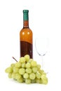 Bottle of white wine and glass with grapes Royalty Free Stock Photo