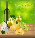 Bottle of white wine with glasses, a bunch of grapes Royalty Free Stock Photo