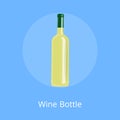 Bottle of White Wine Isolated on Blue Background.