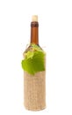 Bottle of White Wine in Sackcloth Royalty Free Stock Photo