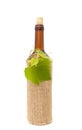 Bottle of White Wine in Sackcloth Royalty Free Stock Photo