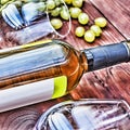 Bottle of white wine. Thanksgiving. Royalty Free Stock Photo