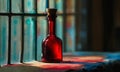 bottle of wine. Background light effect casuistry from colored glass Royalty Free Stock Photo