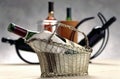 Bottle of wine in a basket Royalty Free Stock Photo