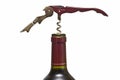 A bottle of wine and a corkscrew. Royalty Free Stock Photo