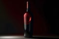 Bottle of wine on a dark background. Beaujolais Nouveau. Neural network AI generated