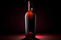 Bottle of wine on a dark background. Beaujolais Nouveau. Neural network AI generated