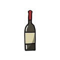 Bottle of wine doodle icon, vector illustration