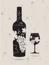 Bottle wine glass grapes