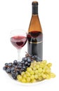 Bottle of wine, glass and grapes - still life Royalty Free Stock Photo