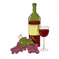 Bottle of wine, grapes and a glass Royalty Free Stock Photo