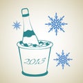 Bottle of wine in ice bucket Royalty Free Stock Photo