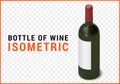 Bottle of wine isometric flat vector