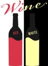 Bottle of wine red and white vector image. Flat Royalty Free Stock Photo