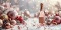 A bottle of wine rests on snowy ground Royalty Free Stock Photo