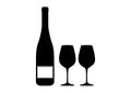 Bottle of Wine with Two Glasses Icon Royalty Free Stock Photo