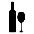 Bottle of wine and wineglass vector icon, logo, sign, emblem, silhouette isolated on white background Royalty Free Stock Photo