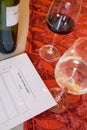 Bottle of Wine, Wineglasses, and a Blind Tasting Form