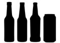 Bottled beer. A set of alcoholic beverages. Vector image