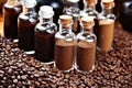 bottled coffee flavoring extracts ready for packing